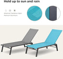 Patio Chaise Lounge Set of 2 with 4 Adjustable Backrest, Foldable Aluminum Chaise Lounge Chair Recliner for Outdoor, Poolside, Sun Tanning Blue by GreenHaven Gardens