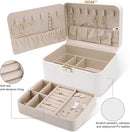 KAMIER Travel Jewelry Box, 2 Layers PU Leather Portable Jewelry Organizer, Large Capacity, Double Lock and Large Mirror, Hidden Necklace Hooks, Removable Dividers, Gift Box Packaging, White by TinyTreasures Baby Boutique