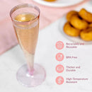 Prestee Set of 24 Plastic Champagne Flutes Disposable - Silver Glitter Pink Champagne Glasses with Rose Gold Rim, Elegant Toasting Cups for Weddings, Cocktail Parties, New Year's Celebrations by CozyNest Decor