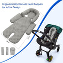 Baby Car Seat Head Support for Doona Stroller, Thickened Infant Carseat Head Support with 3 Strap Covers, Reversible Car Seat Insert for Newborn, Baby Car Seat Cushion with Filled Natural Cotton by TinyTreasures Baby Boutique