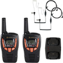 Cobra ACXT390 Walkie Talkies & Compatible Cobra Surveillance Headset - Rechargeable, 22 Channels, Long-Range, 2 Two-Way Radios, 2 Headsets, Black/Orange by TinyTreasures Baby Boutique