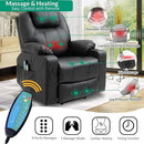 VIVIJASON Power Lift Chair Electric Recliner for Elderly Heated Vibration Massage Faux Leather Recliner Chair with 2 Remote Controls, Cup Holders, Side Pockets & USB Ports for Living Room (Black) by CozyNest Decor