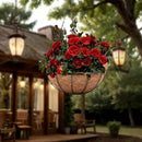 4 Pack 10 inch Metal Hanging Planters Basket with Coco Coir Liner Outdoor-Hanging Baskets for Plants Outdoor,Metal Wire Baskets with Window Box Planters, Hanging Flower Pots for Railings by CozyNest Decor