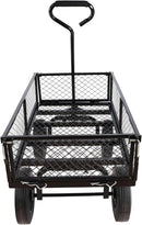 Heavy Duty 480 Lbs Capacity Mesh Steel Garden Cart Folding Utility Wagon with Removable Sides (Black) by GreenHaven Gardens
