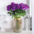 Purple Fake Roses Artificial Flowers - 10 Pcs Fake Artificial Roses Silk Flowers with Stems for Home Wedding Hotel Office Centerpiece Decor by CozyNest Decor