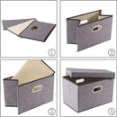 PRANDOM Foldable Storage Boxes with Lids [1-Pack] Linen Fabric Collapsible Storage Bins Organizer Containers Baskets Cube with Cover for Home Bedroom Closet Office Nursery (14.9x9.8x9.8) by CozyNest Decor