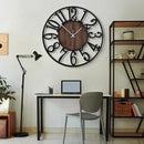 Maxstar Large Round Wall Clock for Living Room Decor Battery Operated Non Ticking Black Metal Wood Clocks for Home Living Room Garden Office Kitchen Decoration -40inch by CozyNest Decor
