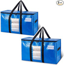 TAILI Extra Large Moving Bags, 2 Pack Blue Heavy Duty Totes For Storage with Visible Window, Wrap Around Handles, Storage Bags for Space Saving, Alternative to Moving Boxes by TinyTreasures Baby Boutique