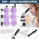 Microscope for Adults Kids, Dcorn 100X-2000X Powerful Biological Microscopes for School, Home, and Lab Use, Includes Microscope Slides Set and Phone Adapter. by TinyTreasures Baby Boutique