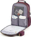 MOMUVO Diaper Bag Backpack, Quilted Baby Bag with Changing Pad & Stroller Straps & Pacifier Case, Large Travel Diaper Bags for Mom Dad, Dark Purple by TinyTreasures Baby Boutique