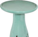 Sunnydaze 21" H Ceramic Bird Bath for Outside - Hand-Painted Outdoor Bird Bath Bowl, UV/Frost-Resistant Finish - Seafoam - Cut Out Pedestal by GreenHaven Gardens