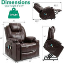 VIVIJASON Power Lift Chair Electric Recliner for Elderly Heated Vibration Massage Faux Leather Recliner Chair with 2 Remote Controls, Cup Holders, Side Pockets & USB Ports for Living Room (Brown) by CozyNest Decor