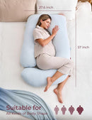 Momcozy Pregnancy Pillows for Sleeping, U Shaped Full Body Pillow 57 Inch for Pregnant Women with Back, Hip, Leg, Belly Support, Washable Jersey Cotton Cover Included, Light Blue by TinyTreasures Baby Boutique