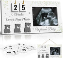 Ultrasound Picture Frames with Countdown Weeks, Baby Sonogram Picture Frame with Plant Prints for Standard 4" x 3" Love's First Ultrasound Photo, Pregnancy Announcement, Gender Reveal Baby-Shower Gift by TinyTreasures Baby Boutique