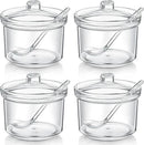 Patelai 4 Pieces Sugar Bowl Acrylic Clear Sugar Bowl with Lid and Salt Spoon Storage Jar with Airtight Lid for Salt, Tea, Spices, Herbs, Condiments(13 oz) by CozyNest Decor