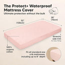 Waterproof Crib Mattress Protector Cover Fitted - 2-Pack Quiet Baby Crib Mattress Pad Sheets, 52" x 28" Soft Quilted Cotton Baby Sheet, Machine Washable, Easy Fit, Durable (Mist Rose/Quin) by TinyTreasures Baby Boutique