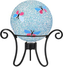 Gazing Ball 8 Inch Butterfly Glass Mosaic Garden Globe Outdoor Gazing Globe Yard Ornament for Garden Yard Home Lawn Outdoor Decoration Gift for Women (Not Solar Powered) by CozyNest Decor