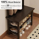 Coat Rack with Shoe Storage, Narrow Wooden Hall Tree with Bench, 11 Hooks and 2-Tier Storage Shelves, 3-in-1, Entryway Bench with Coat Rack (23.6"-Black) by CozyNest Decor