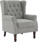 UIXE High Back Accent Chair, Upholstered Armchair in Fabric, Retro Wingback Arm Chair for Living Room, Comfy Single Sofa Bedroom Reading Seat with Solid Wood Legs - Light Gray by CozyNest Decor