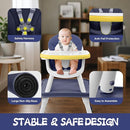 4 in 1 Baby High Chair, Toddler Chair with Removable Tray, Convertible High Chairs for Babies and Toddlers, Kids Learning Table, Building Block Table, Dining Booster Seat with Safety Harness, Blue by TinyTreasures Baby Boutique