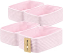 Small Storage Baskets for Organizing | Closet Organizer Bins | Shelf Toy Basket | Woven Rope Baskets | Cube Decorative Box | Shallow Basket | 11.5x7.5x4.7” | 4 Packs Light Pink by TinyTreasures Baby Boutique