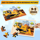 Wooden Puzzles for Kids Ages 4-6, 4 Packs 24 PCS Construction Vehicle Jigsaw Puzzles for Kids Ages 3-5, Preschool Educational Puzzles Boards Toys Gifts for Boys Girls by TinyTreasures Baby Boutique