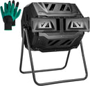 Hourleey Compost Bin Outdoor, 43 Gallon Dual Chamber Tumbling Composting Bin with Sliding Doors, Tumbler Rotating Batch Composter Bin for Garden Kitchen Yard by GreenHaven Gardens