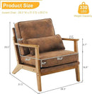 Karl home Accent Chair Wide Armrest Mid-Century Lounge Chair Bronzing Cloth Armchair with Lumbar Pillow & Solid Wood Frame for Living Room, Bedroom, Balcony, Brown by CozyNest Decor