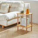 IBUYKE 2-Tier Side Table, Solid Wood Tall End Table with Storage Shelves, Nightstand Bedside Table for Living Room Bedroom Office, No-Tool Assembly, Natural UWST002N by CozyNest Decor