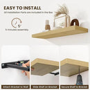 Fun Memories Floating Shelves for Wall - 10" x 10" Wood Shelf with Invisible Bracket - Deep Floating Shelves - 10 Inch Shelf Wall-Mounted for Living Room & Bathroom - Oak - Set of 2 by CozyNest Decor