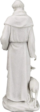 Design Toscano Francis of Assisi, Patron of Animals Religious Statue Figurine, 11 inches tall, Cast Marble Resin, White Finish by GreenHaven Gardens