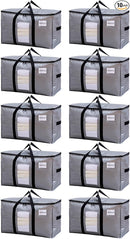 TAILI Extra Large Moving Bags, 10 Pack Silver Heavy Duty Totes For Storage with Visible Window, Wrap Around Handles, Storage Bags for Space Saving, Alternative to Moving Boxes by TinyTreasures Baby Boutique