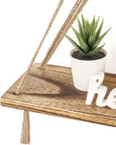 Mkono Macrame Hanging Shelves Boho Wall Decor Set of 2 Rustic Wood Floating Storage Shelf for Bedroom Bathroom Living Room Nursery Dorm Room, Display Shelving for Hanging Plants Photos by CozyNest Decor