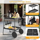 Outdoor Grill Cart Table with Extra-Large Wheel, 24" x 16" Removable Tray & Ergonomic Handle, Indoor and Outdoor Pizza Oven Table for Garden Patio BBQ Kitchen Food Prep Cart for Party by CozyNest Decor
