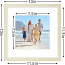 Vittanly 12x12 Picture Frames Set of 9, Shatter Resistant Plexiglass, Display 8x8 Pictures with Mat or 12x12 without Mat, Photo Frames for Wall Mount, Engineered Wood, Cornsilk by CozyNest Decor