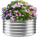 17" Tall Round Outdoor Garden Raised Garden Bed Kits- 0.8MM Thick Metal Raised Planter Bed/Ground Planter Box for Variety of Flowers,Herbs,Vegetables (Silver, 40 inches Diameter) by GreenHaven Gardens