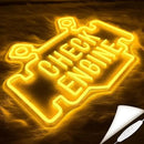 Check Engine Neon Signs for wall decor, Garage Neon Sign for Man Cave, Piston Engine Led Light Signs with Dimmer, Piston Decoration USB Powered with Switch by CozyNest Decor