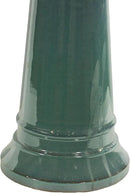 Sunnydaze Rennes Outdoor Ceramic Bird Bath - 22.5" H - UV- and Frost-Resistant - Glazed Bowl and Pedestal with Turquoise Finish by GreenHaven Gardens