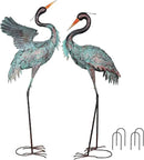 YEAHOME Garden Decor Outdoor Statues, 38"/36" Large Metal Heron Standing Yard Art, Blue Crane Lawn Sculptures Garden Decor for Outside Patio Porch Backyard, Set of 2 by GreenHaven Gardens