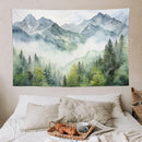 HZOHNAGO Mountain Tapestry Misty Green Forest Mountain Pattern Printed Wall Tapestry Wall Hanging for Bedroom Living Room Dorm 60" W x 40" H by CozyNest Decor