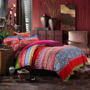 ABREEZE Bohemian Duvet Cover Set Colorful Red Boho Retro Bedding Set Damask Paisley Cotton Duvet Cover Tribal Reversible Bedding Exotic Style Comforter Cover 3-Piece Twin by CozyNest Decor