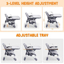 Bear Booster Seat for Kitchen Chairs, Portable High Chair for Babies 6–12 Months, Adjustable 3-Level Foldable Booster with Removable Tray, Ideal for Home, Outdoor, Camping, and Travel by TinyTreasures Baby Boutique