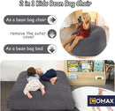 COMAX Kids Bean Bag Chair Turn into Beanbag Bed, Toddler Bean Chair Corduroy for Girl Boy Sleeping, Lazy Children Bean Bags with Filler, Convertible Child Floor Mattress, Charcoal by TinyTreasures Baby Boutique