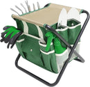 Garden Tool Set, 10 Piece Kit with Heavy Duty Folding Stool, Detachable Storage Tote Bag, Stainless Steel Tools, Gifts for Women Men Green by GreenHaven Gardens