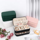 DesignSter Small Travel Jewelry Box with Double Zipper, 2 Layers PU Portable Jewelry Case for Women and Girls,Travel Jewelry Organizer for Rings, Earrings, Necklaces, Bracelets,Black by TinyTreasures Baby Boutique