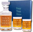 Gifts Inscribed Custom Text Whiskey Decanter & Glasses Set of 2 – Engraved Glass Cups Drinking Glasses Set of 2 – Personalized Whiskey Glasses Drinking Set – Customized Whisky Glassware Gift for Him by CozyNest Decor