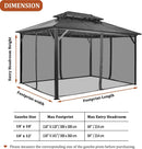 Gazebo Mosquito Netting Replacement 10' x 12' x 7'1'', Universal 4-Panel Screen Sidewall with Zipper, Black (Mosquito Net Only) by GreenHaven Gardens