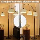 Rattan Floor Lamp for Living Room, 80 Inch Tall Boho Floor Lamp with Rotary Switch, 3 Lights Arc Lamp with Wicker Shade for Coastal,Bohemian,Tree Farmhouse Standing Lamp by CozyNest Decor