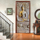 3D Door Stickers - Buddha Statue Murals - Peel & Stick Wallpaper - Self-Adhesive Decals - Removable PVC Waterproof Door Poster - 37.4" x 82.7" for Bedroom & Living Room by GreenHaven Gardens
