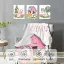 Personalized Nursery Crib Bedding Set: Custom Name 5 Piece Baby Crib Sets with Animal House Design - Toddler Double Layer Blanket Set, Comfortable Crib Bed Sheets for Baby Grils by TinyTreasures Baby Boutique